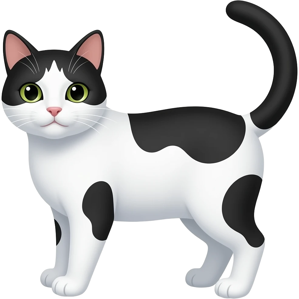 UN GATO BLANCO CON MANCHAS NEGRAS CON MAS MANCHAS NEGRAS emoji