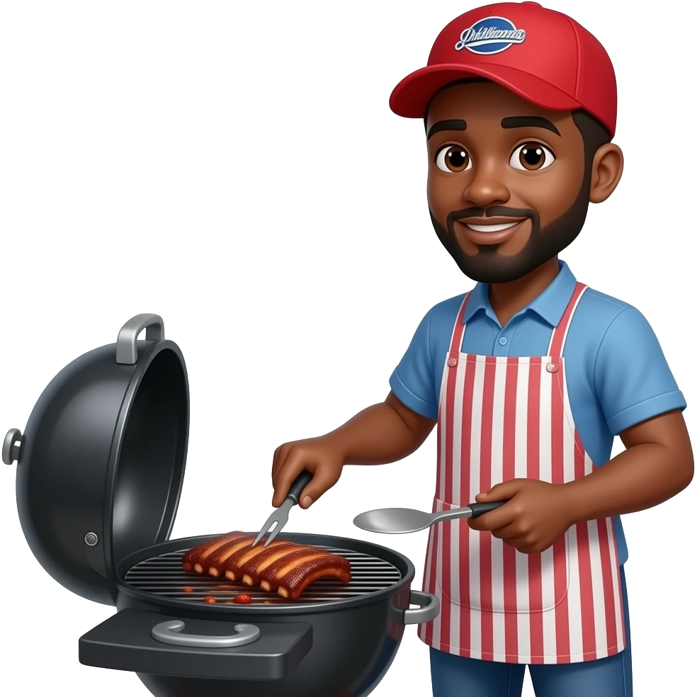 Black man making bbq ribs emoji