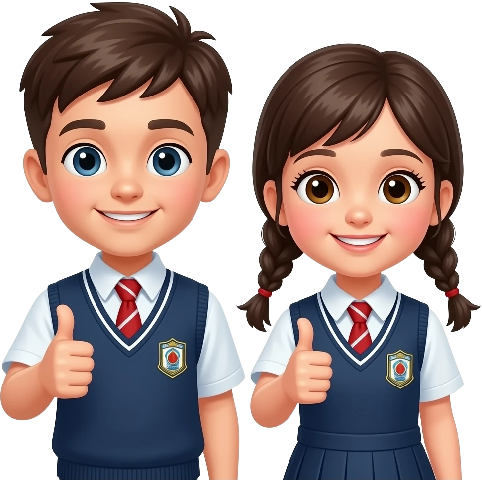 pouce en l'aire 2 bonhomme enfant uniforme scolaire fille garçon emoji