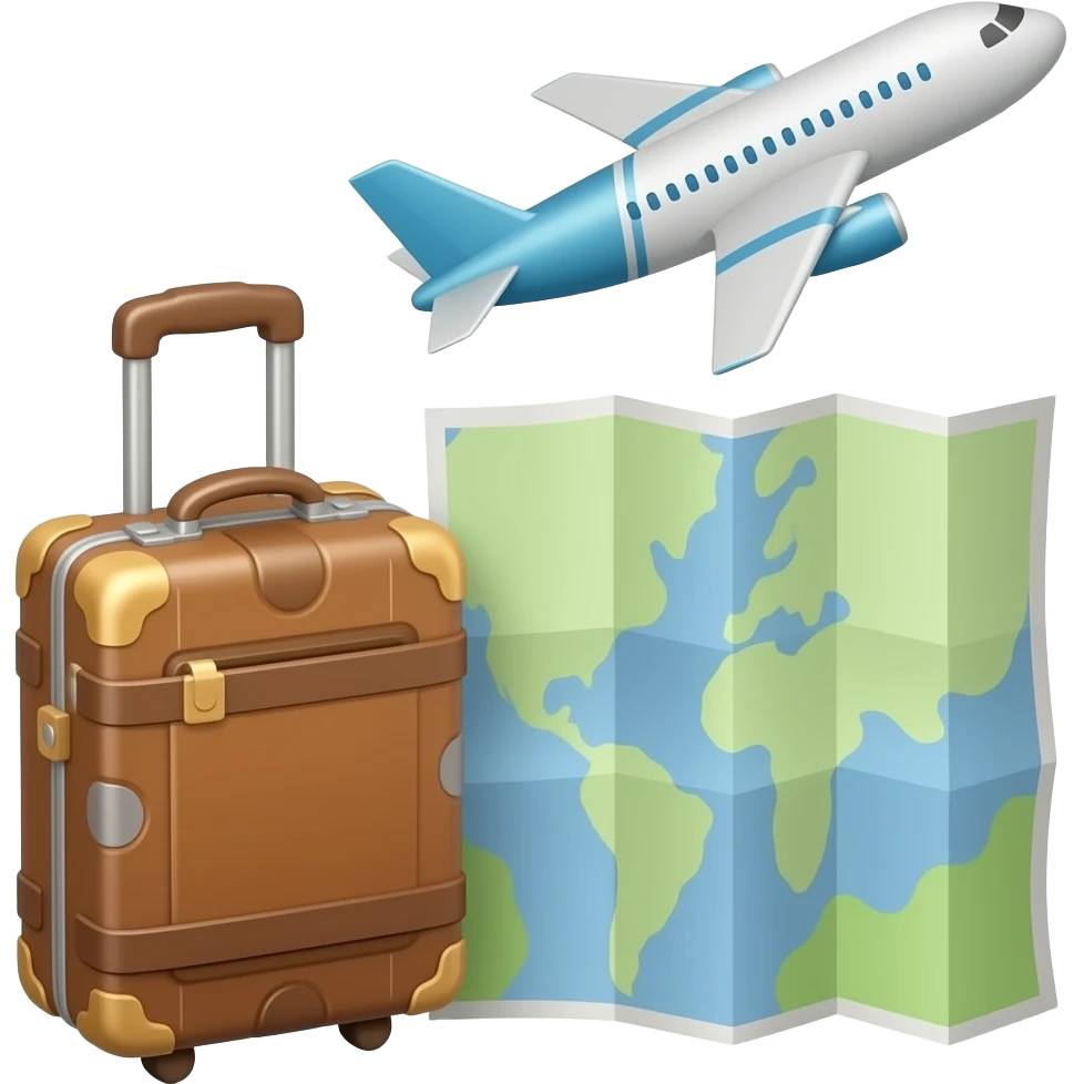 suitcase, map and plane emoji