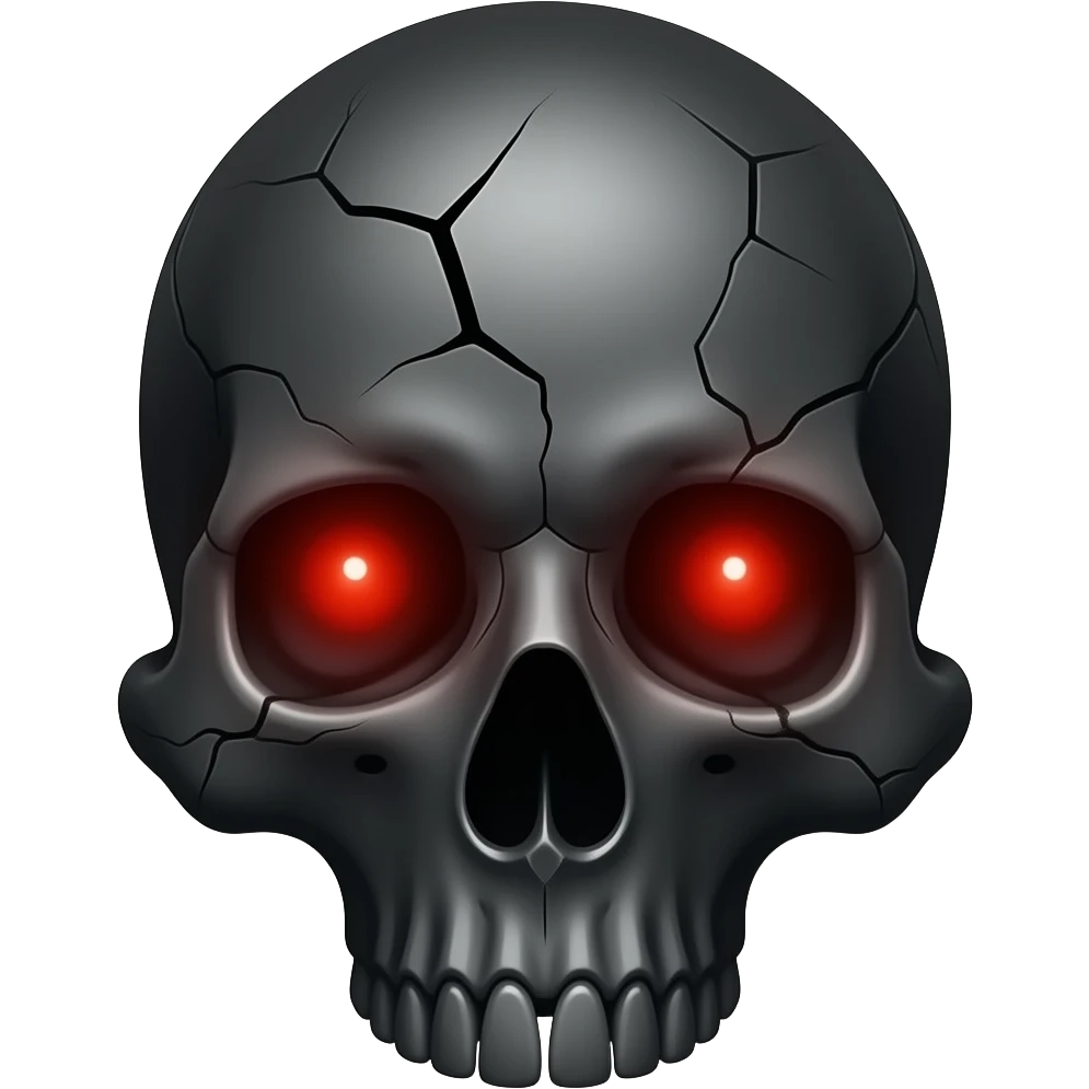 Exactly this  -> 💀 but the skull is black cracked and the eyes are glowing red emoji