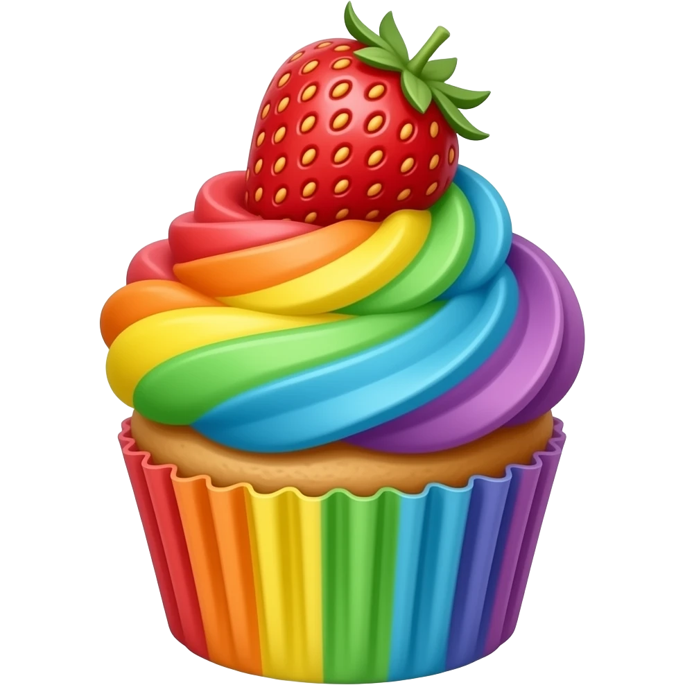 Rainbow strawberry mixed cupcake emoji