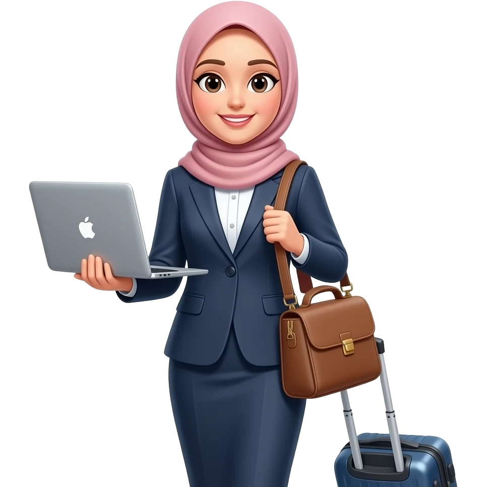 a hijabi person travelling for work emoji