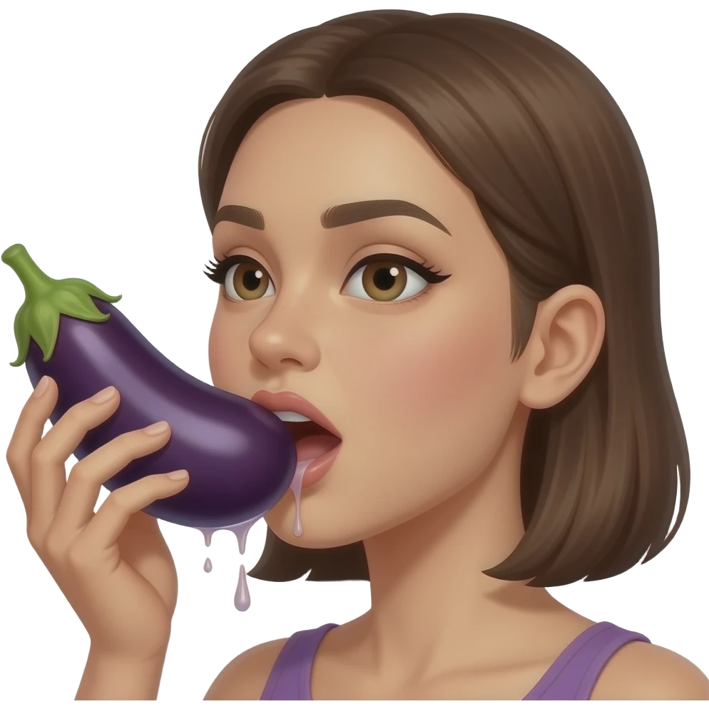 Female Emoji Sucking an eggplant dripping spit emoji