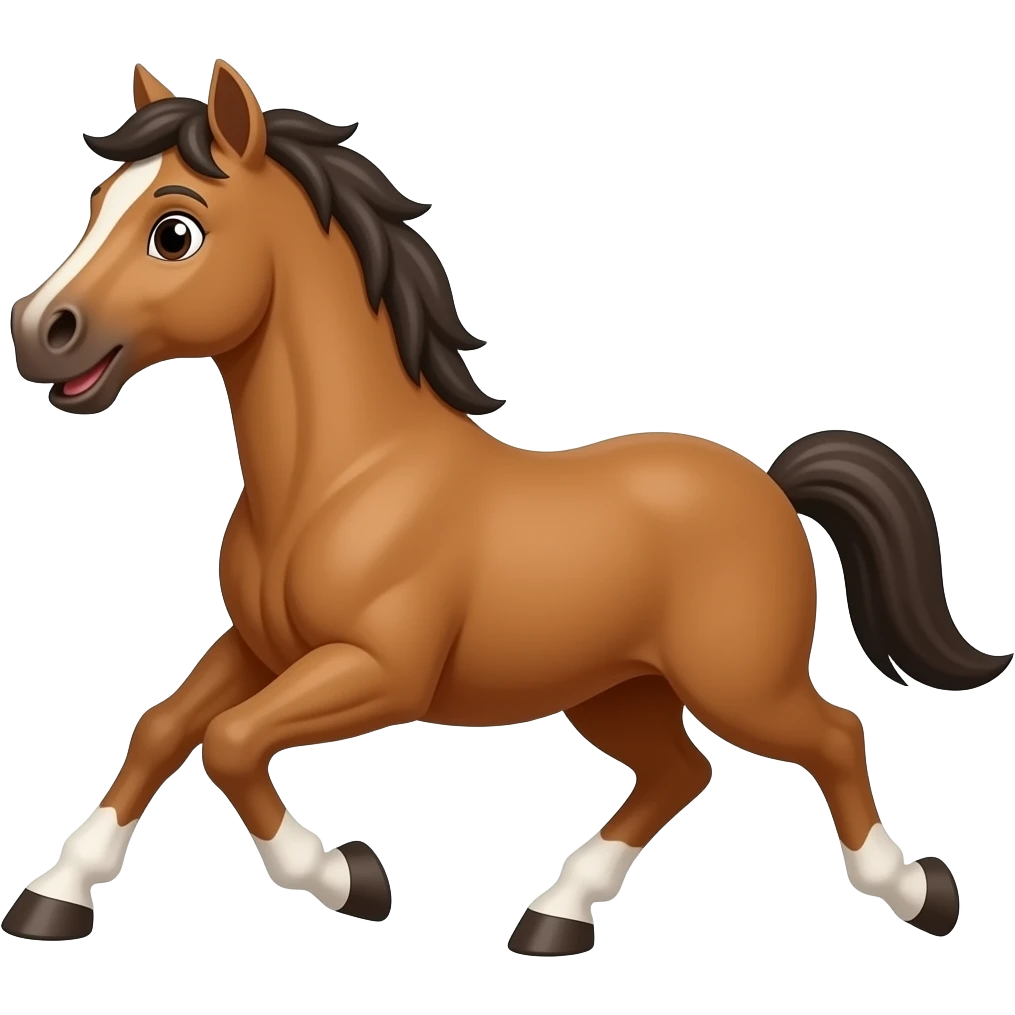 Cartoon brown horse running emoji