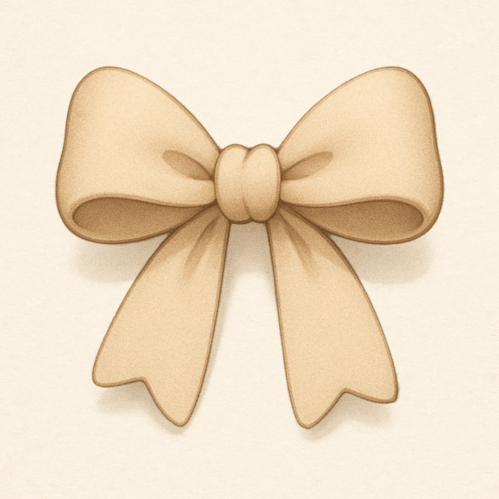 a cute beige bow with rounded edges and a slight shadow emoji