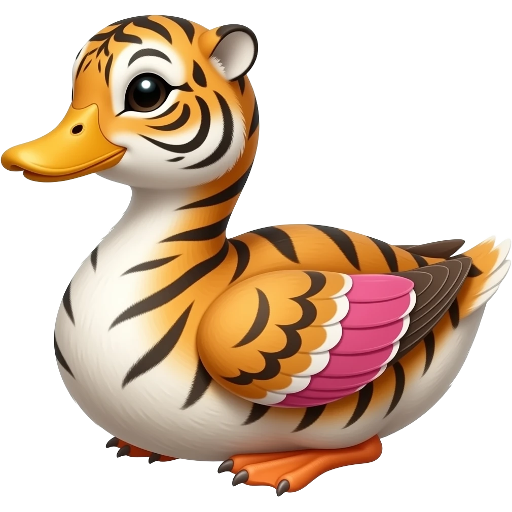 create emoji of tigerpainted duck with pink colors emoji