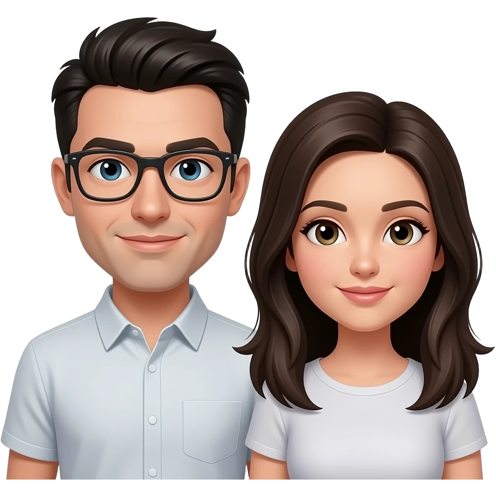 pareja de un chico blanco y una chica morena con cabello negro novios emoji iphone emoji