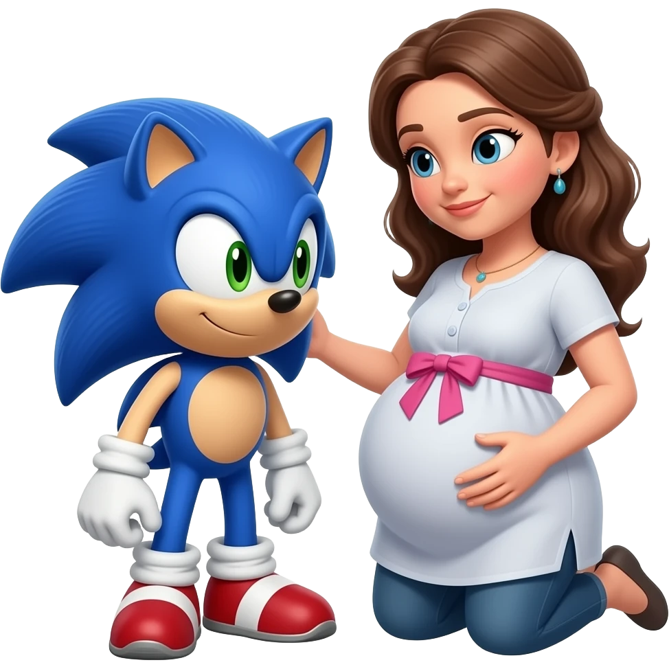 grávida da DreamWorks se inclinando carinhosamente para Sonic, o Ouriço. emoji