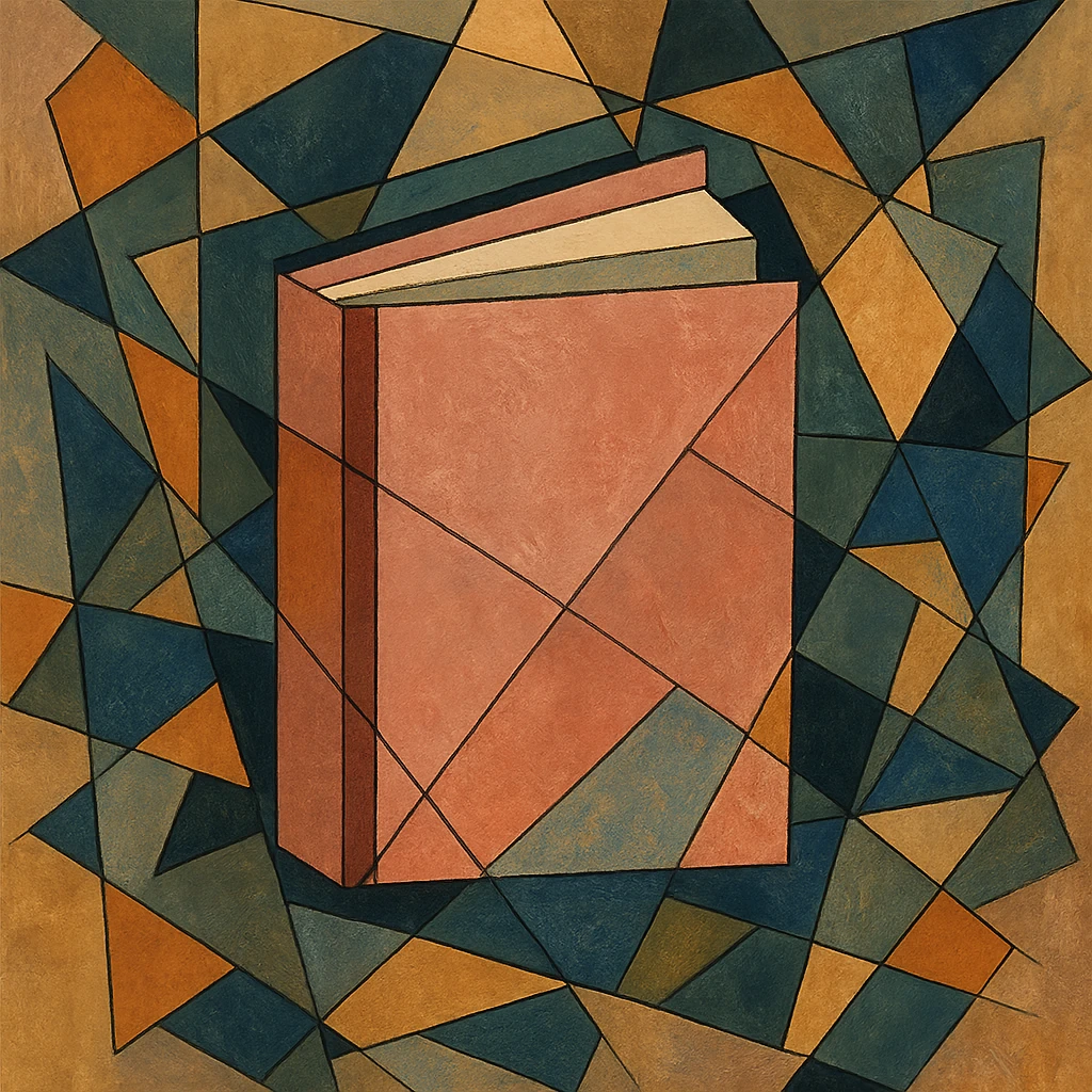 a pink diary, cubist abstraction style emoji