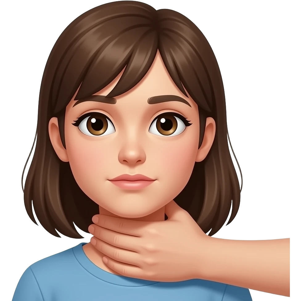 Choking neck with hand. Girl brown emoji