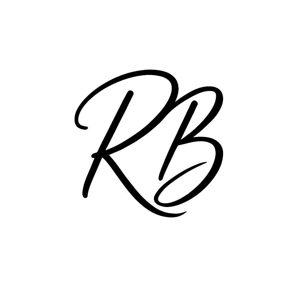 calligraphy initials RB, modern calligraphy, minimal style, profile icon, white background emoji