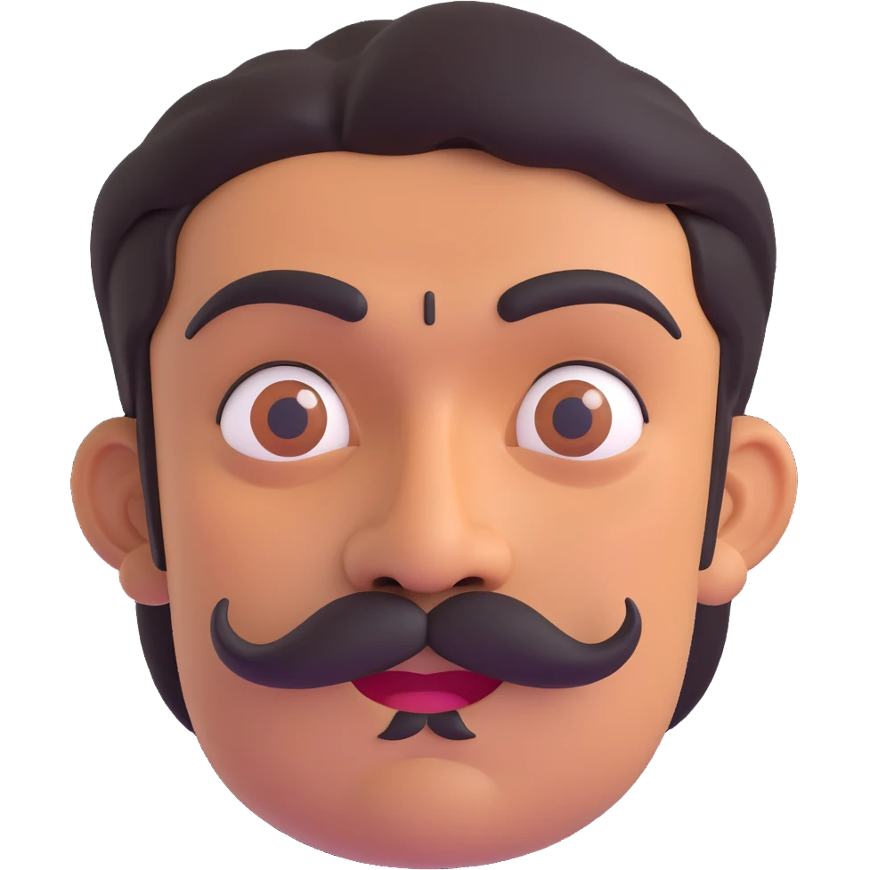 Jethalal character as an emoji, mustached Indian man with expressive face emoji