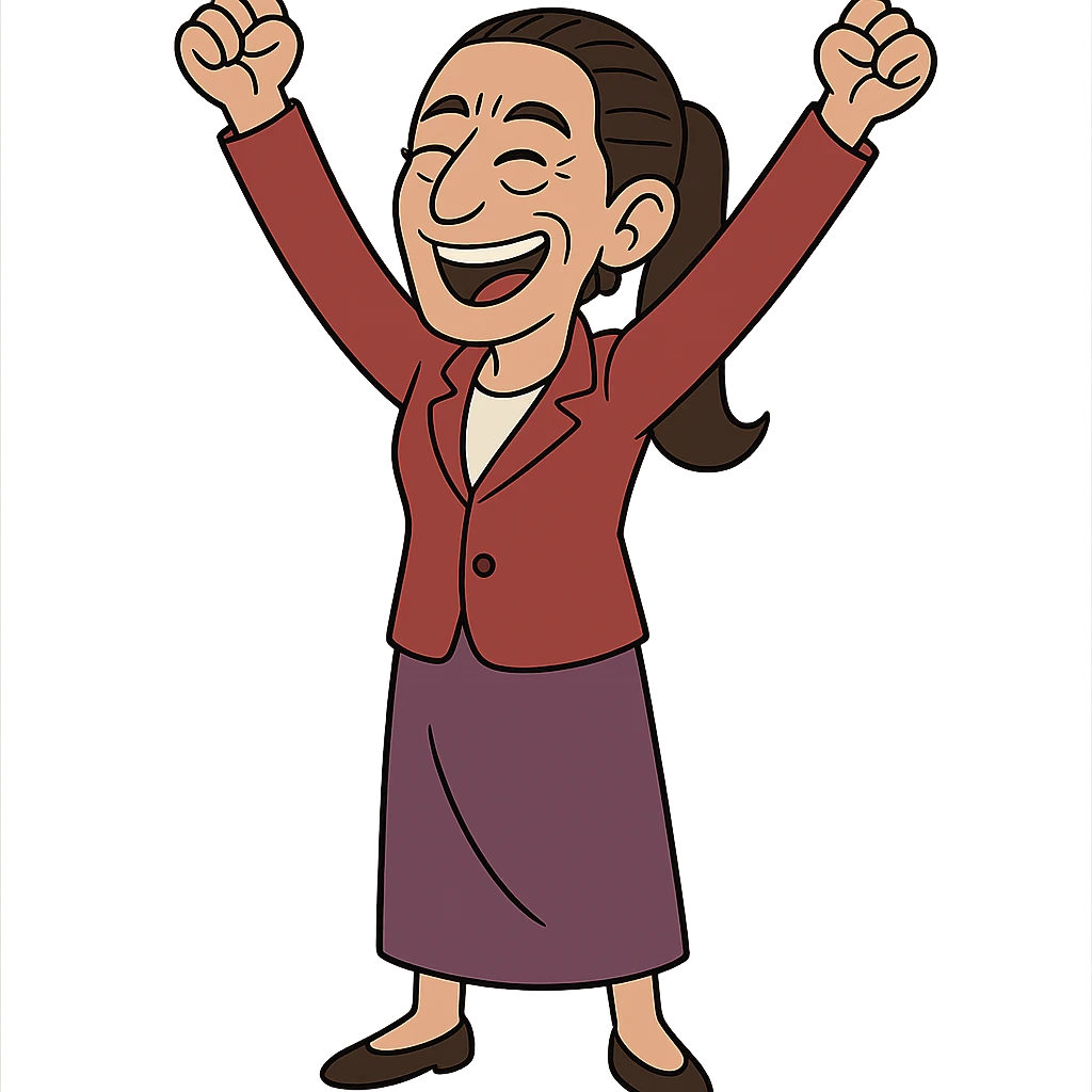 Claudia Sheinbaum full body joyful cartoon style emoji