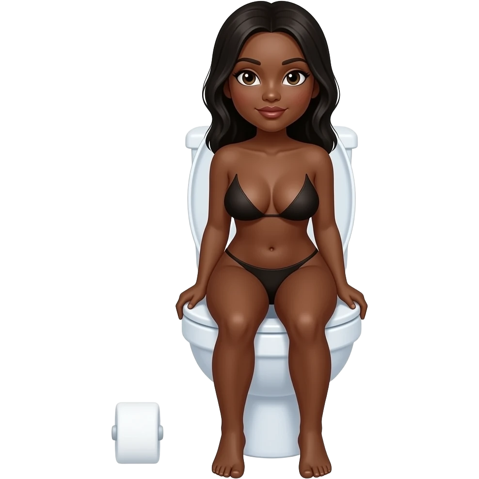 Black Naked Woman on toilet poop emoji