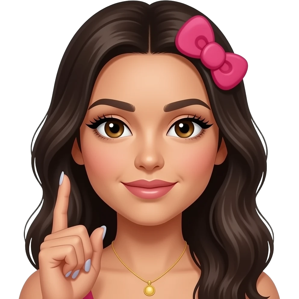 A latina whit fake lashes and lip liner and hello kitty nails emoji