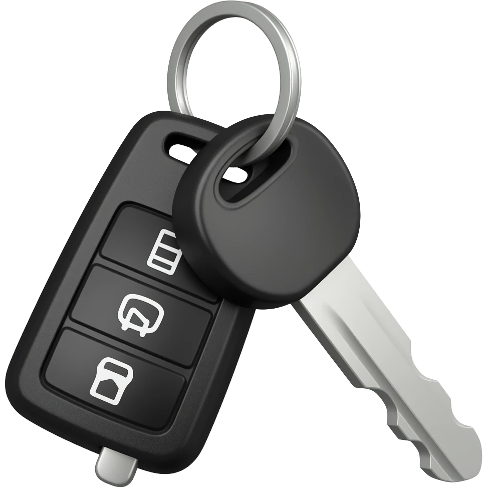 car keys with keychain black on white background minimalism emoji