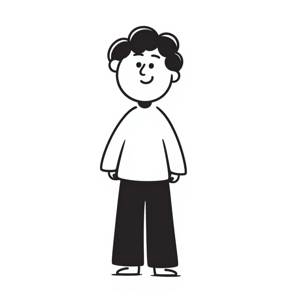 Simple hand-drawn person figure, minimalist style emoji