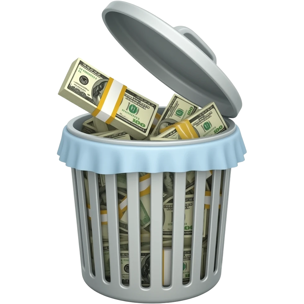 money in trash can emoji