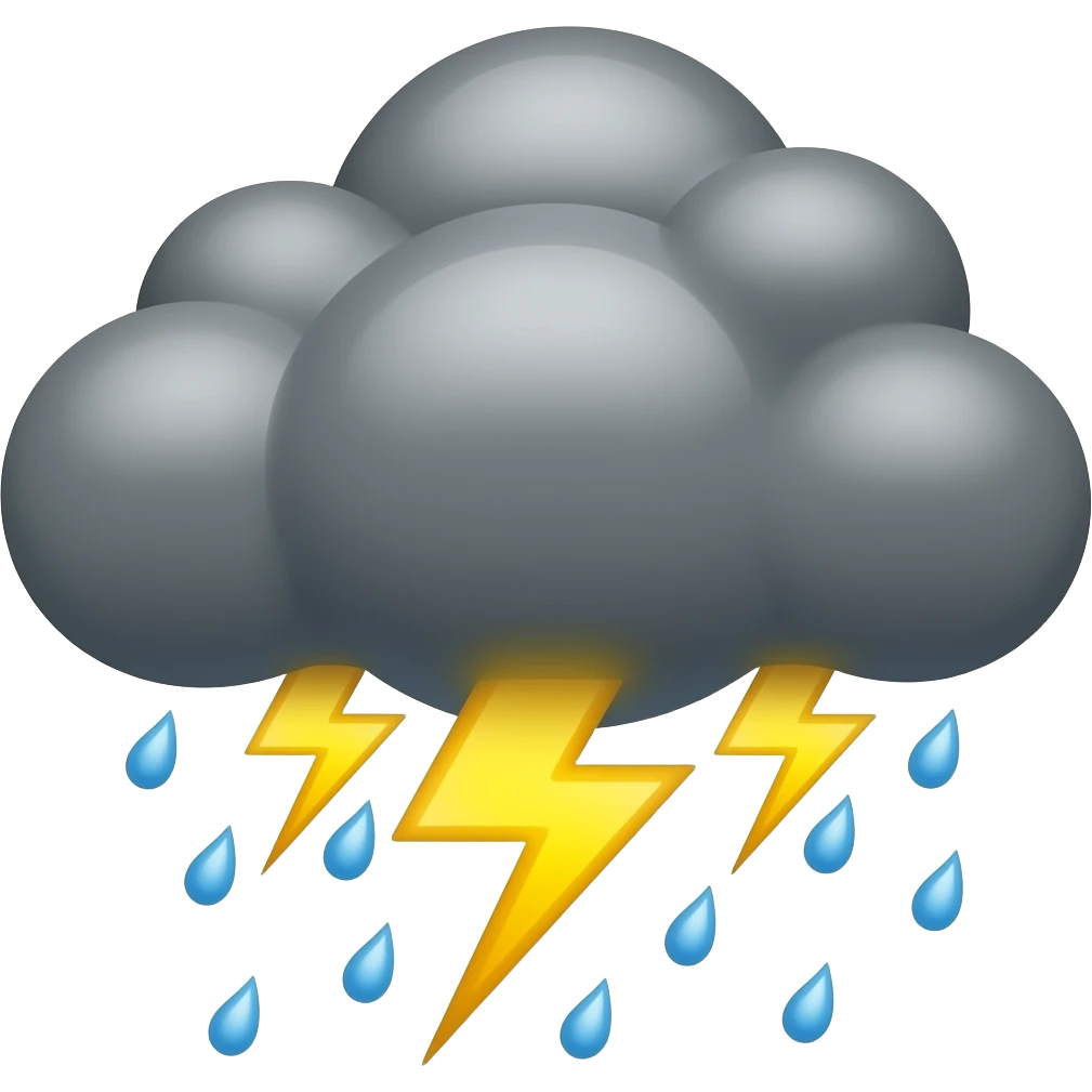 big dark cloud with rain and lightning without background emoji