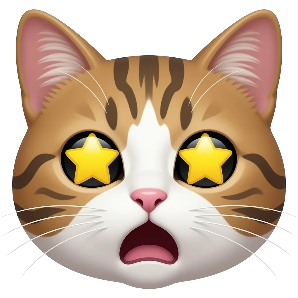 Has un emoji que sea un gato 😺 así y en los ojos ponle una estrella amarilla pero que sea este emoji😺 fusionado con este🤩 emoji