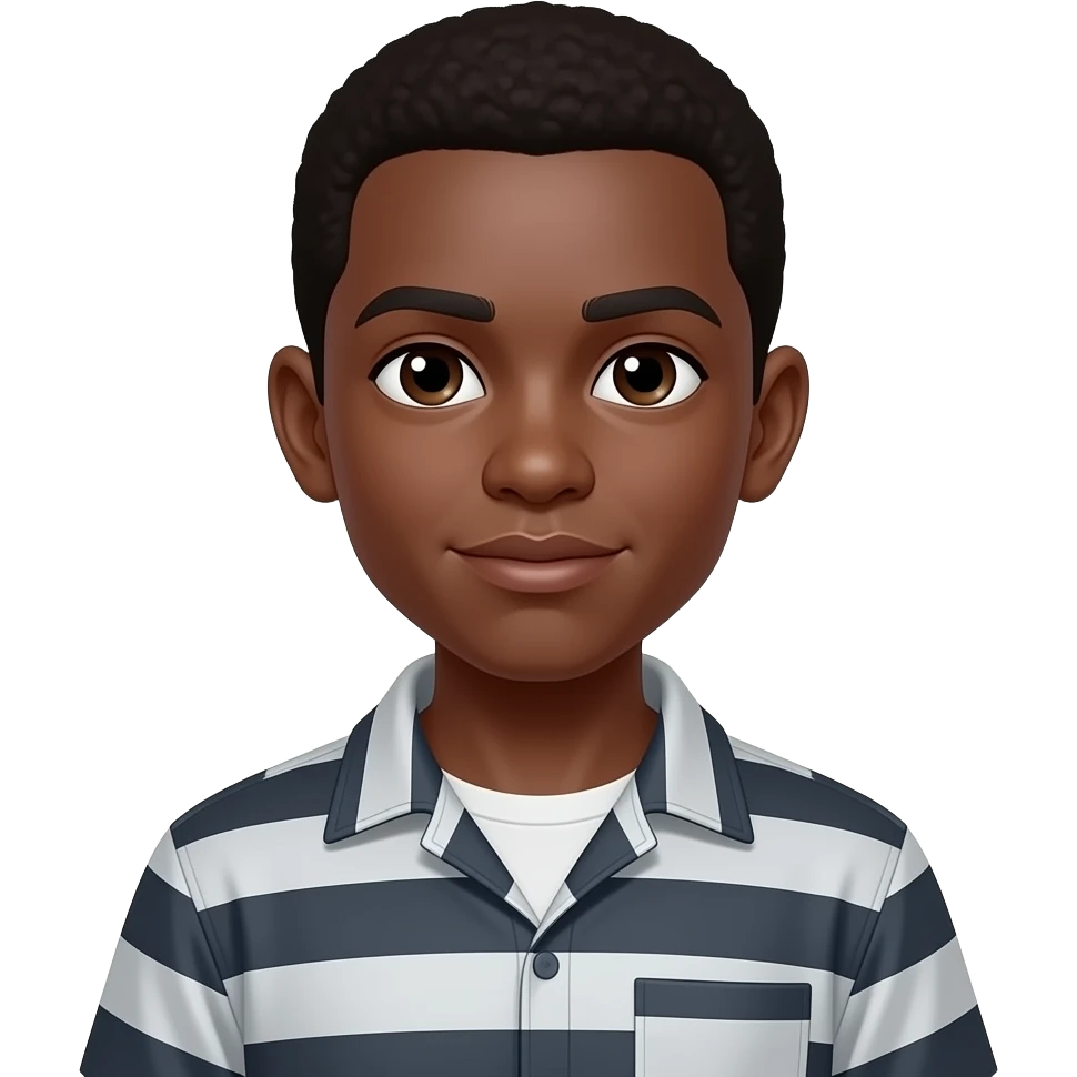 dark sking boy prison half body close up emoji