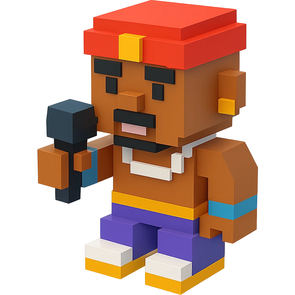 2Pac rapper with microphone emoji