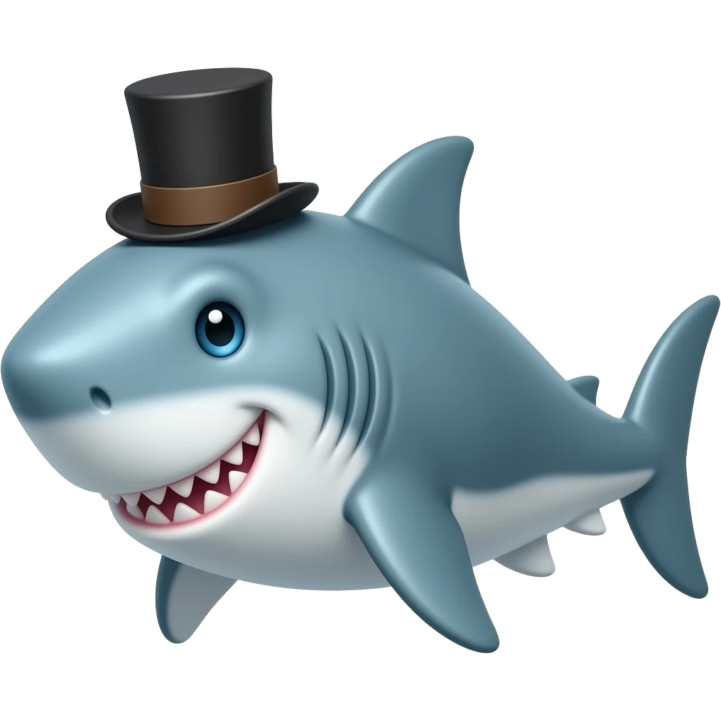 Shark with a top hat emoji