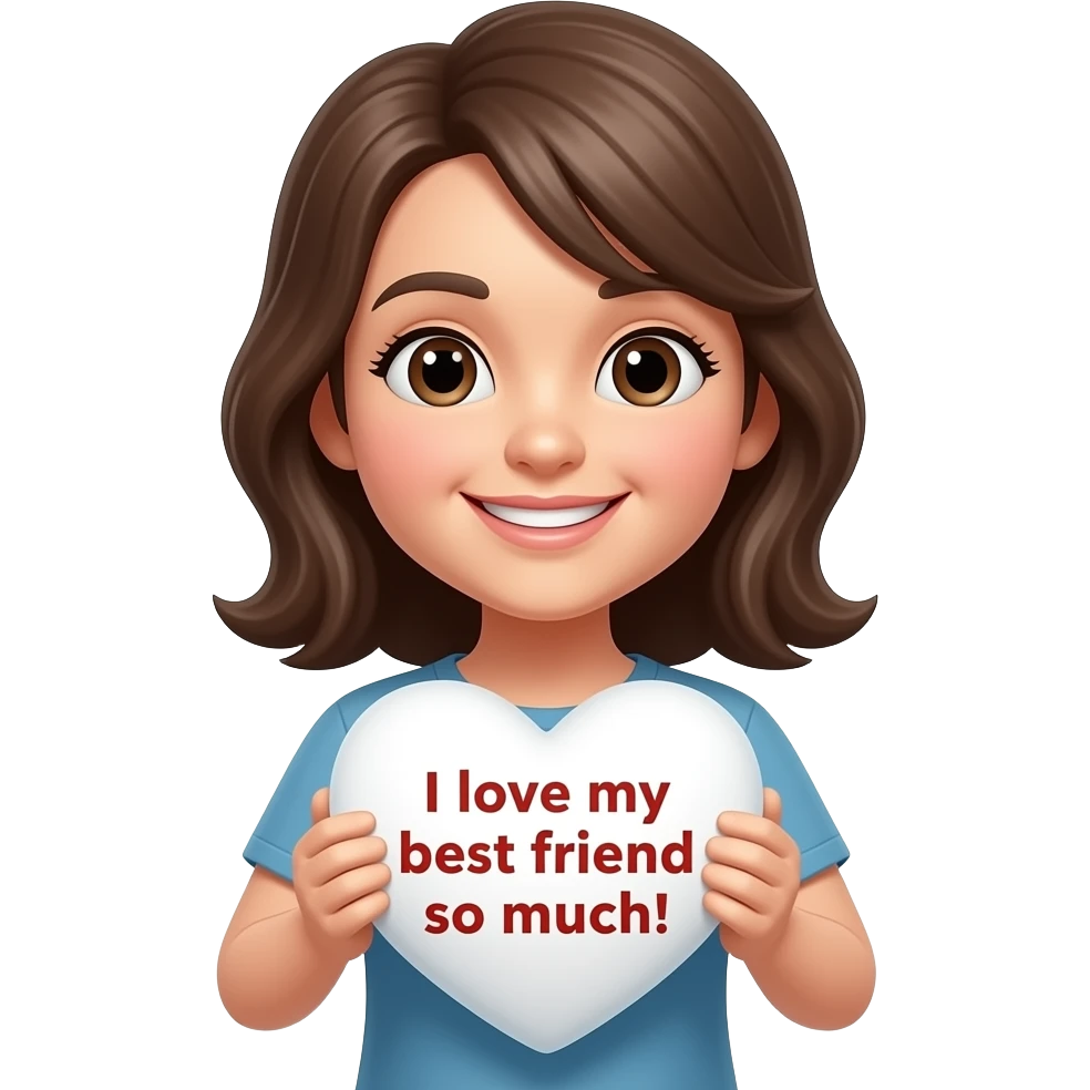 Happy Emoji with a white heart and inside of the heart, it says, I love my best friend so much! emoji