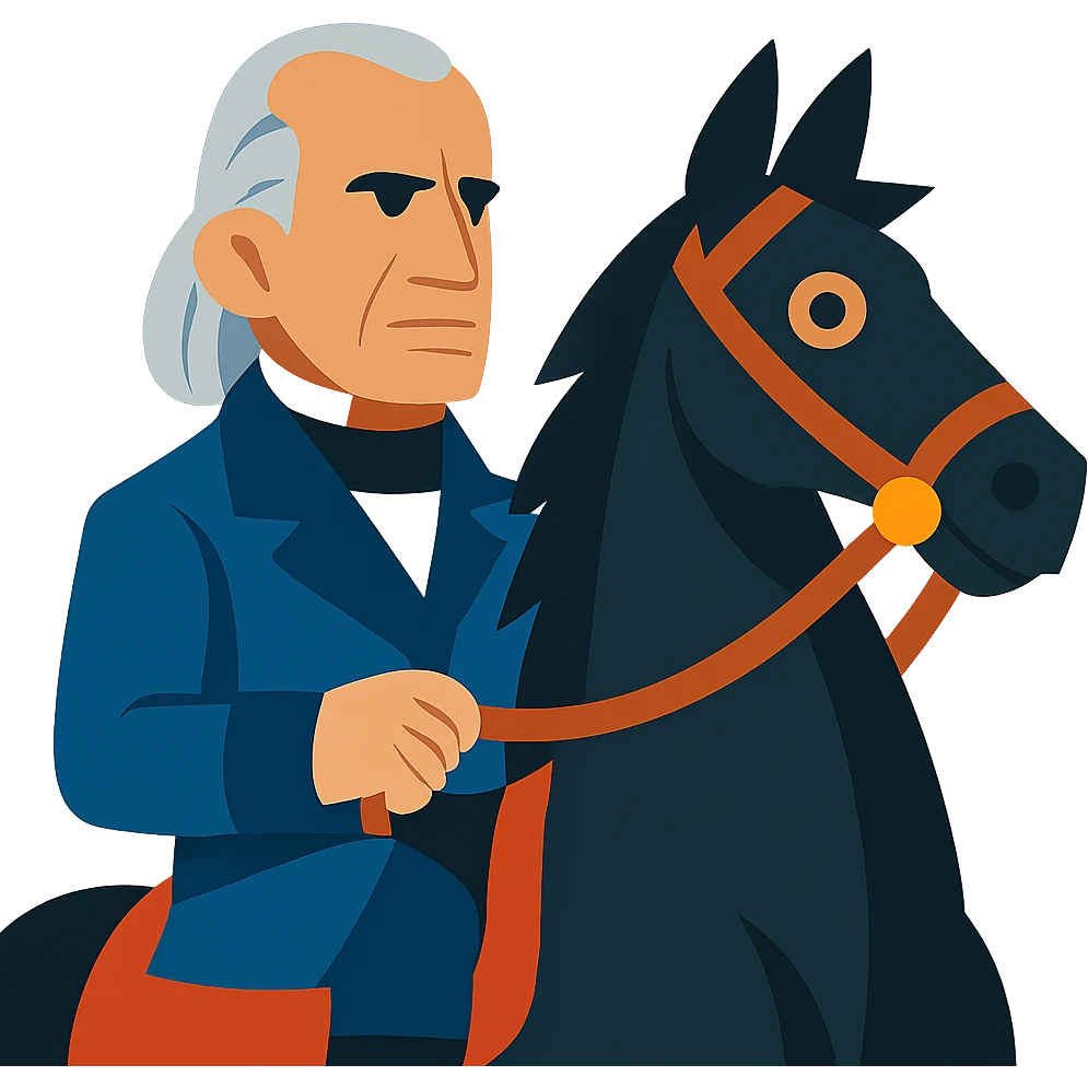 President Polk's face on a black horse emoji