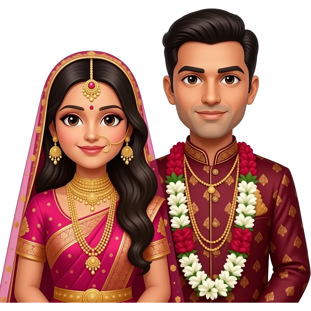 Fair bengali bride with dark groom wearing sherwani emoji