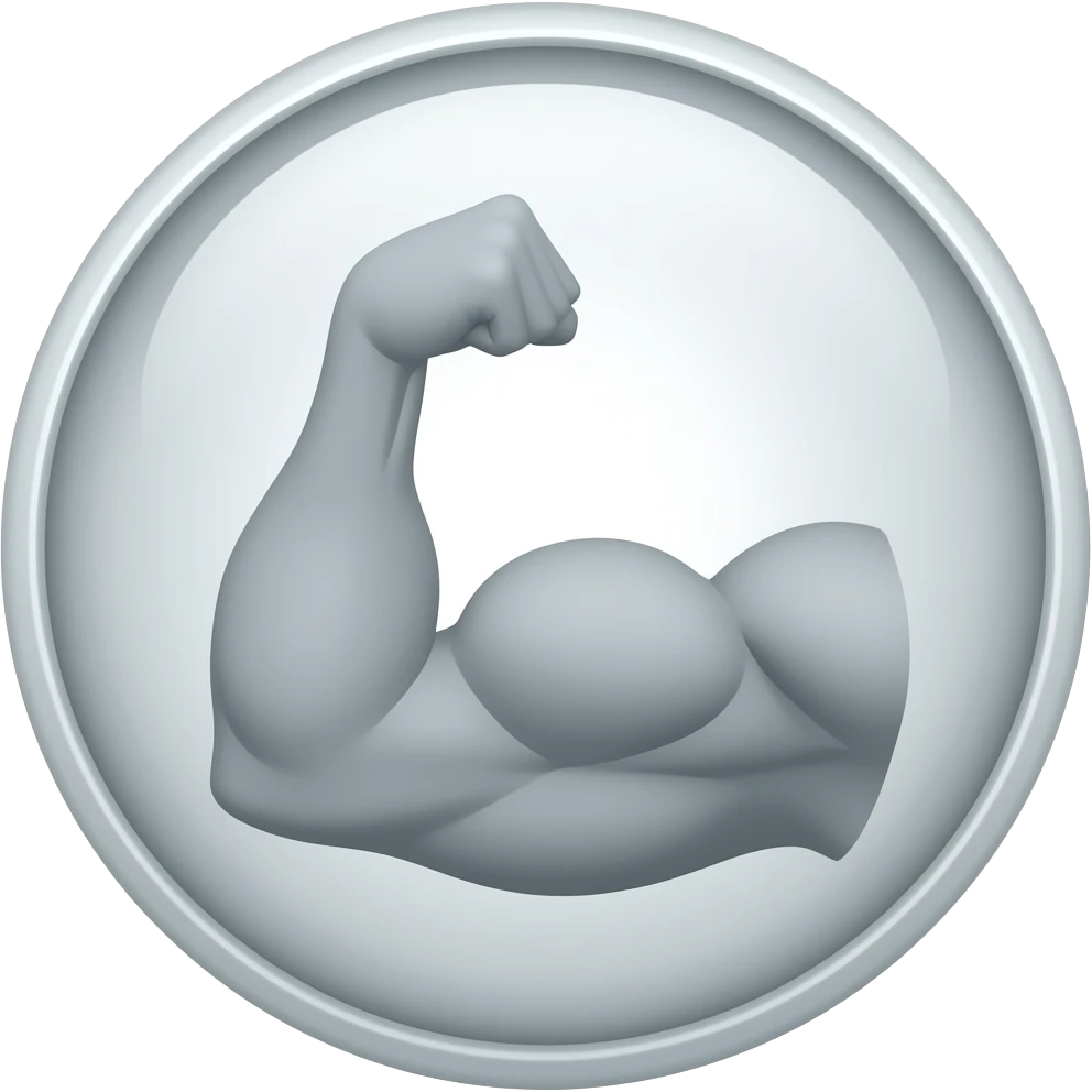 gray muscular arm - circular icon copy/paste emoji