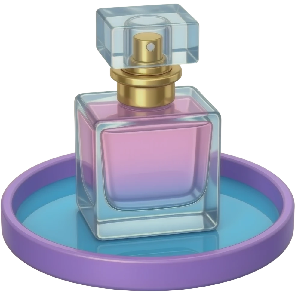 purple blue perfume tray “in use” inspired by Barbie colour palette emoji