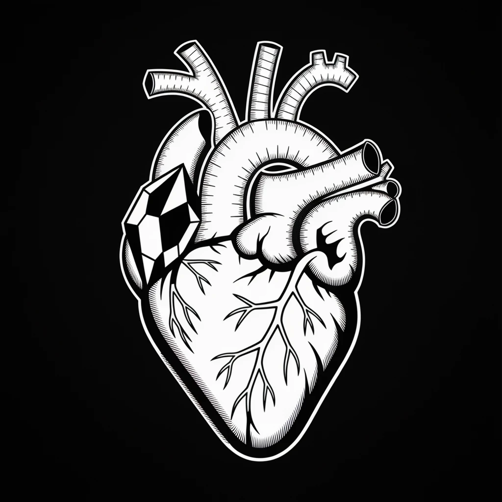 gothic heart with a dark crystal shard emoji