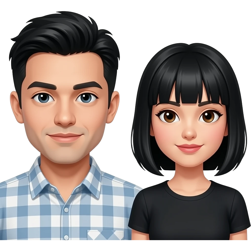 White male,black hair the black  female  black hair. emoji