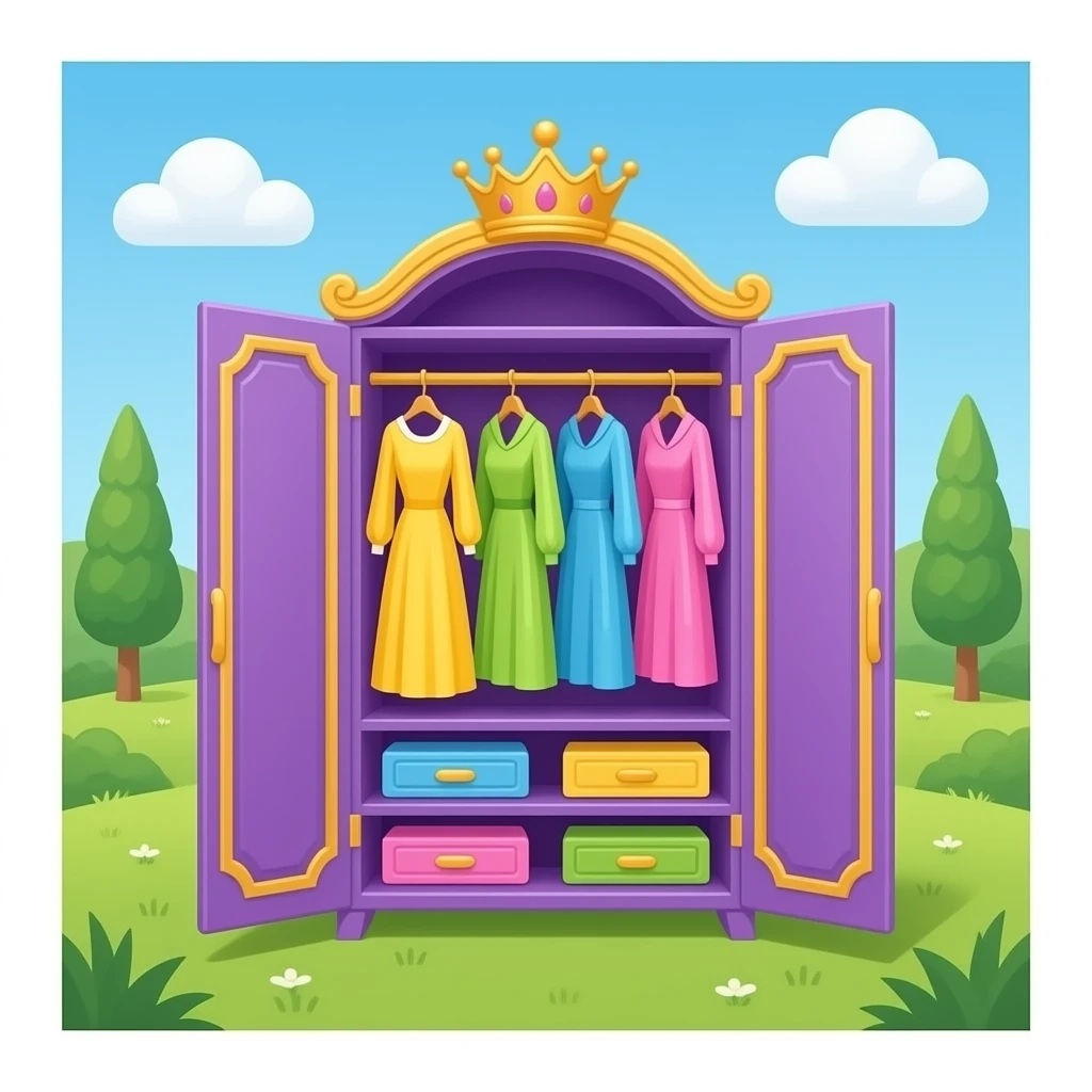 purple yellow green pink blue  royal walking closet inspired by Barbie colour palette emoji