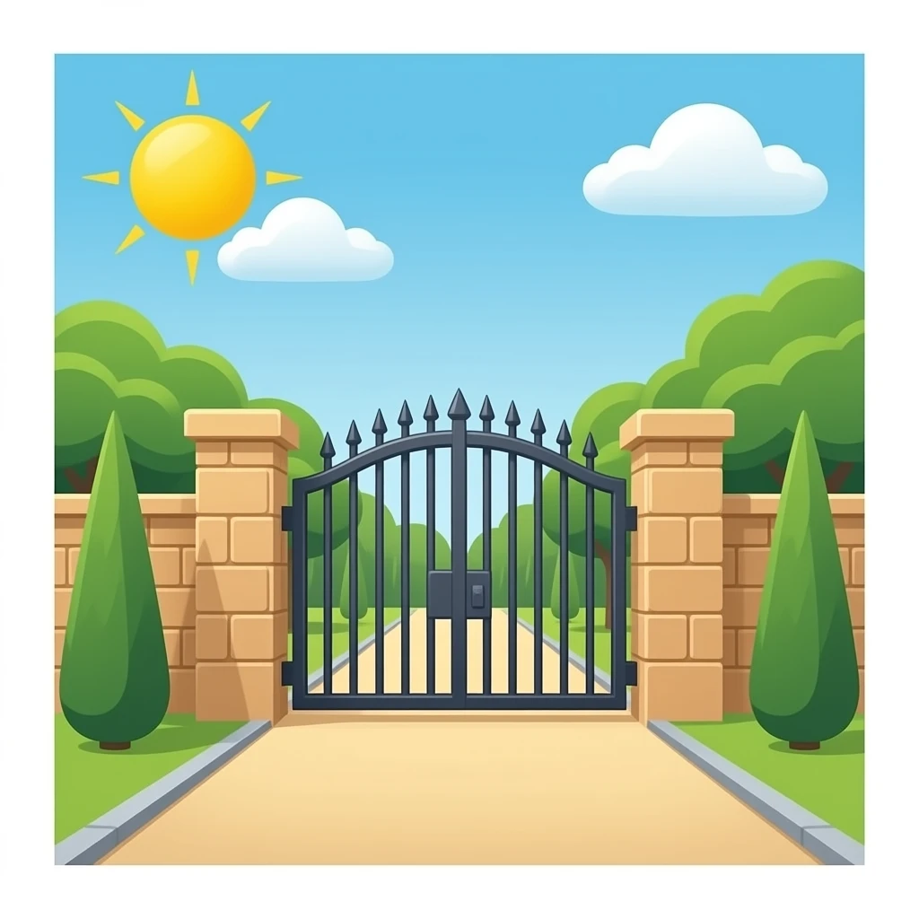 entrada de un zoo no tan animada, mas grande y que la puerta este abierta emoji