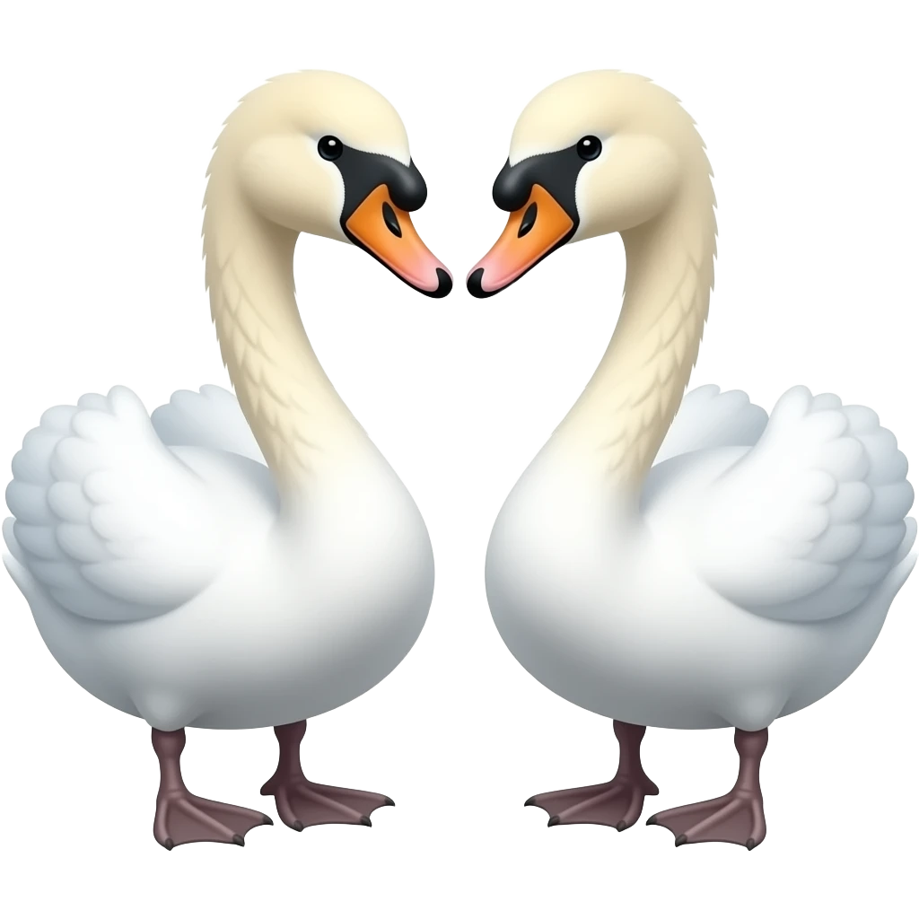 two small swans looking at each other emoji