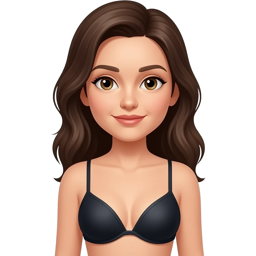 A woman with a bra but the bra is a single thread emoji