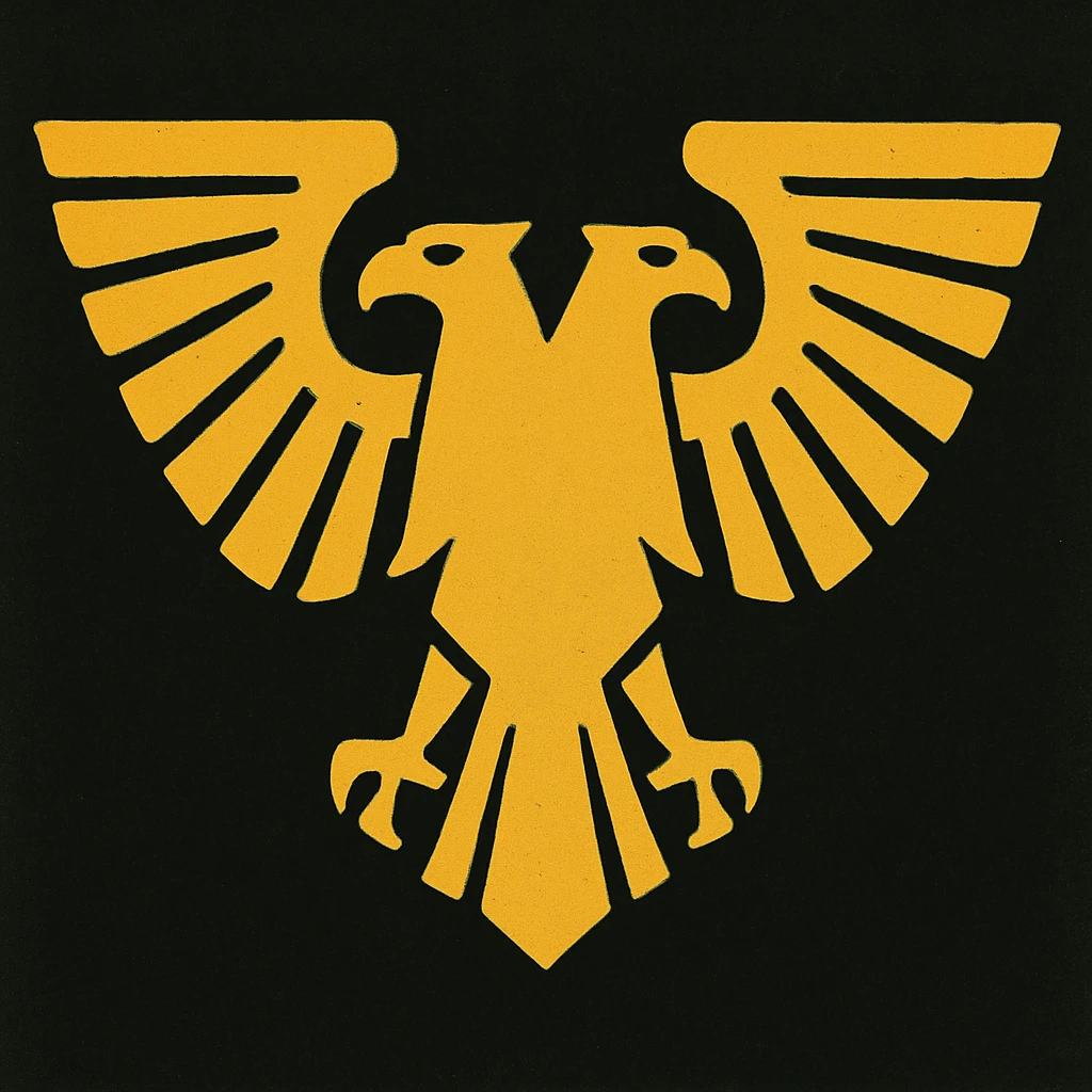 Warhammer 40k Aquila, minimalist, flat design, yellow on black emoji