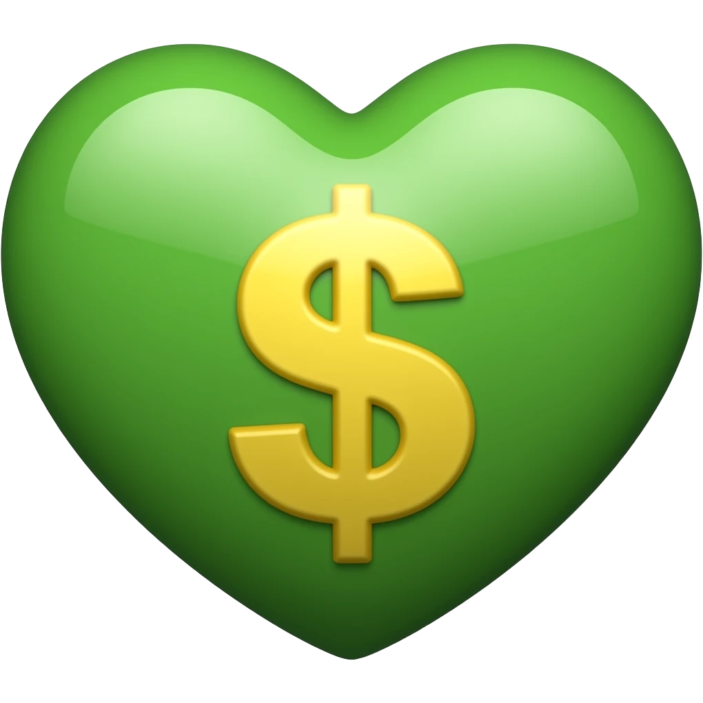 crea un cuore verde con i soldi emoji