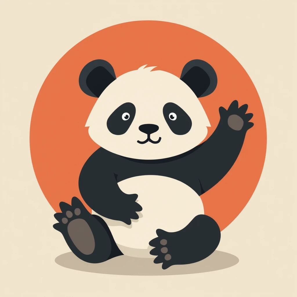 Flat design style panda emoji