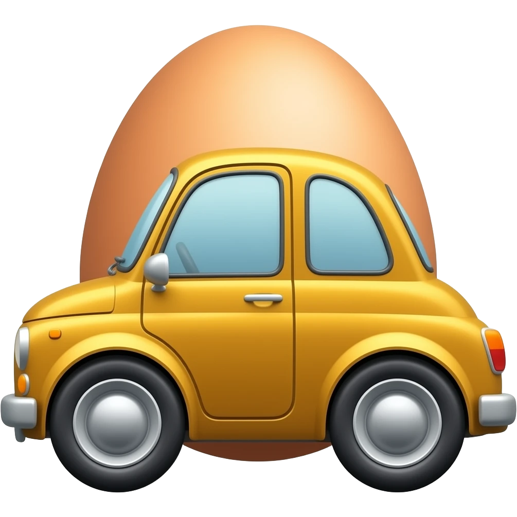 Car Wheeled egg on the side emoji