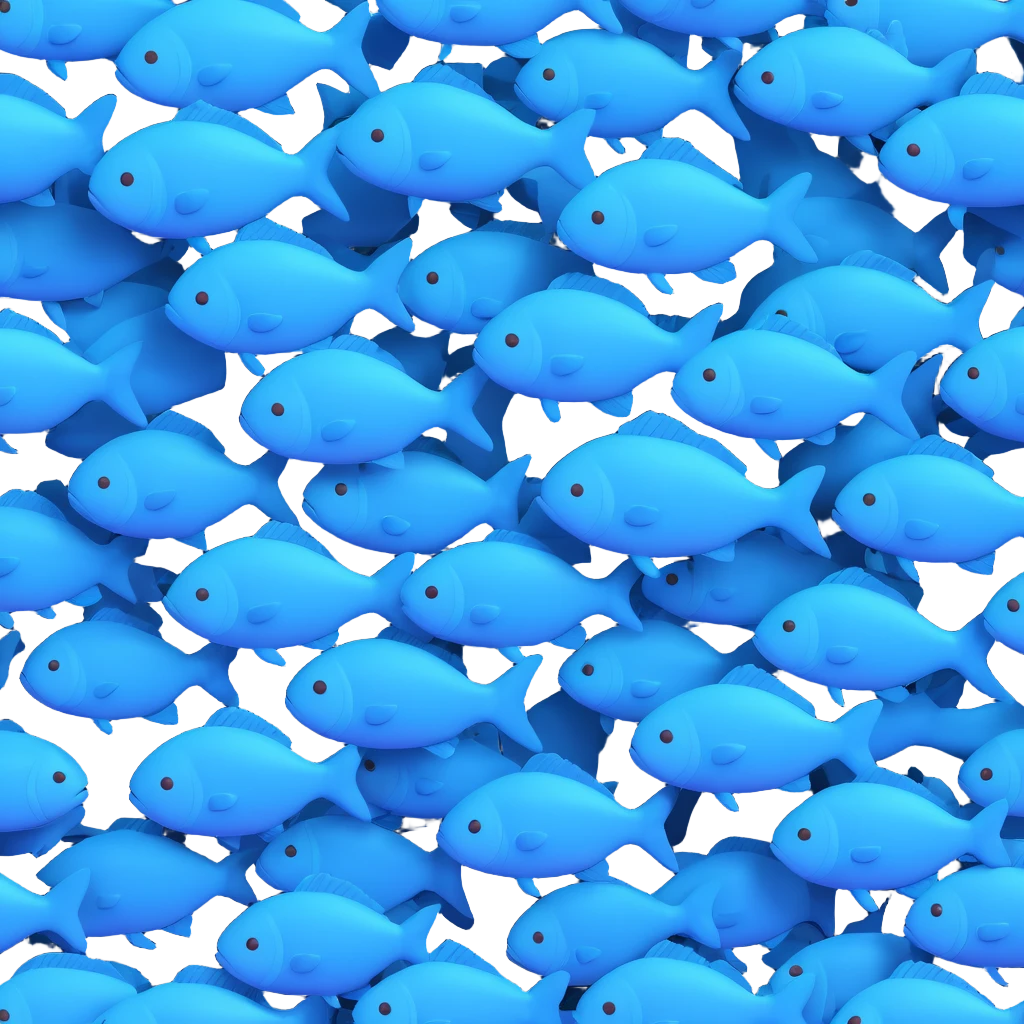 large pile of blue fish, variation 3 emoji