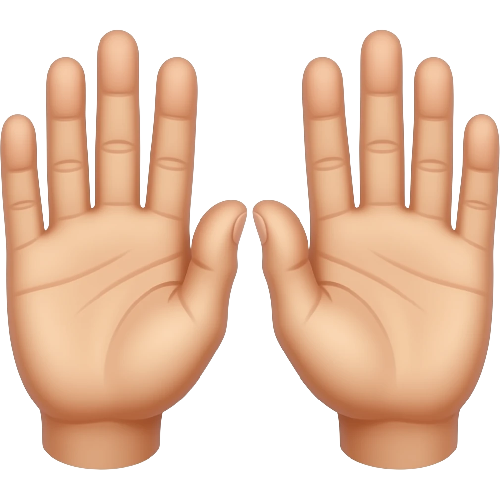 both hands near the cheeks, each hand showing exactly three fingers: index, middle, and ring fingers extended, thumb folded, pinky folded emoji