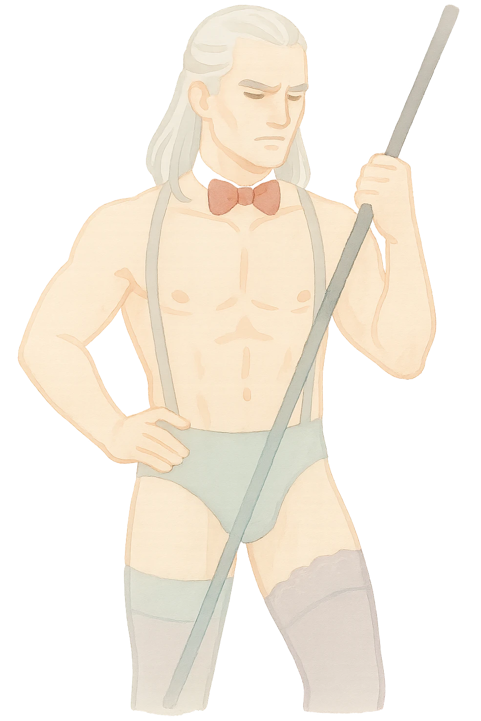 Geralt of Rivia in a striptease outfit, soft edges emoji