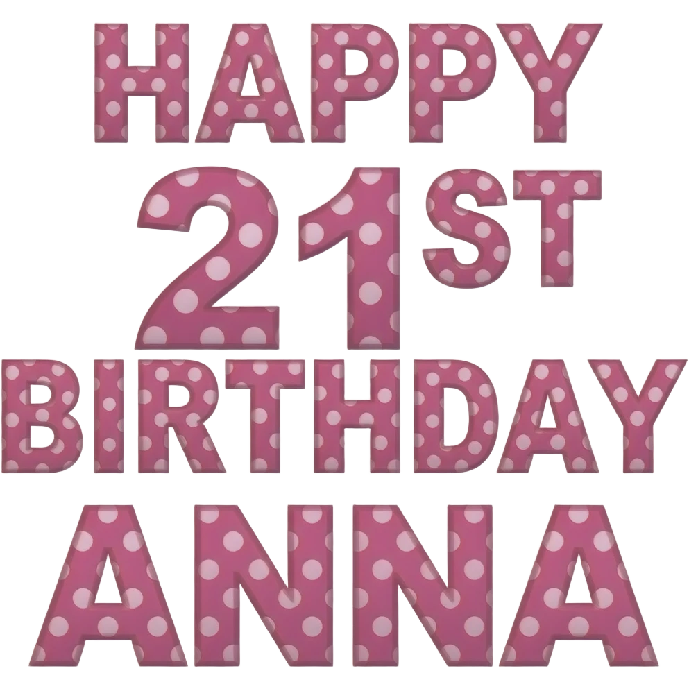 PINK POLKA DOT LETTERS   HAPPY 21ST BIRTHDAY ANNA emoji