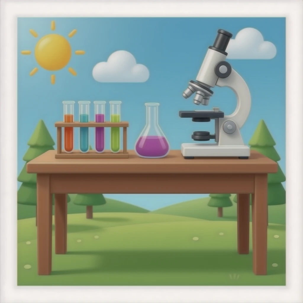 SCIENCE LAB TABLE WITH TEST TUBES MICROSCOPE emoji