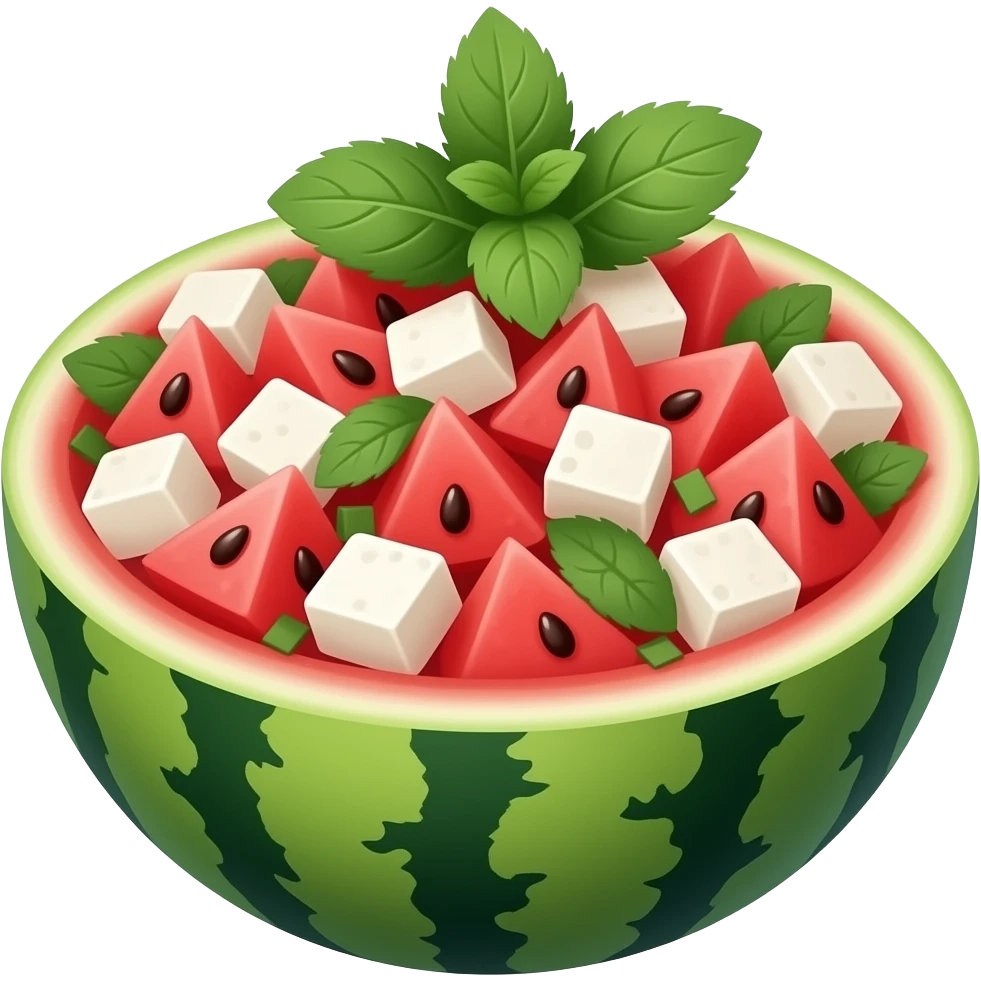 realistic watermelon salad with feta and mint emoji