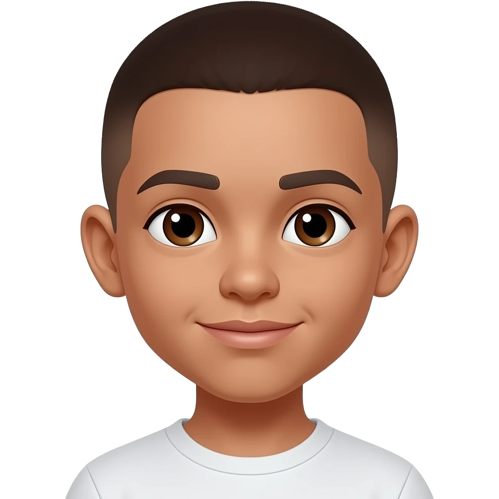 Koyu kahverengi gözlü, Kumral, Buzz Cut saçlı erkek çocuk yap emoji
